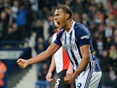 Soccer Football - Premier League - West Bromwich Albion vs Southampton - The Hawthorns, West Bromwich, Britain - February 3, 2018 West Bromwich Albion's Salomon Rondon celebrates scoring their second goal REUTERS/Peter Powell EDITORIAL USE ONLY. No use with unauthorized audio, video, data, fixture lists, club/league logos or "live" services. Online in-match use limited to 75 images, no video emulation. No use in betting, games or single club/league/player publications. Please contact your account representative for further details. - RC1CA7EBA000