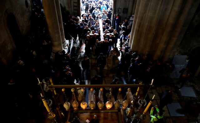 In Jerusalem, thousands of pilgrims took part in the procession and many held crosses in spiritual support. It is this day when the Royal soldiers arrested Jesus on the betrayal of his disciple – Judas. Judas had told the soldiers, who were on the look out for Jesus, to arrest the man whom he'll kiss. Reuters In Jerusalem, thousands of pilgrims took part in the procession and many held crosses in spiritual support. It is this day when the Royal soldiers arrested Jesus on the betrayal of his disciple – Judas. Judas had told the soldiers, who were on the look out for Jesus, to arrest the man whom he'll kiss. Reuters