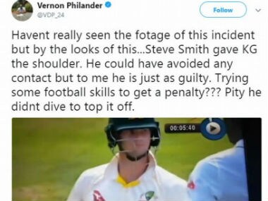 Vernon Philander claimed that his Twitter account had been hacked to send a tweet blaming Steve Smith. Image courtesy: Twitter screengrab