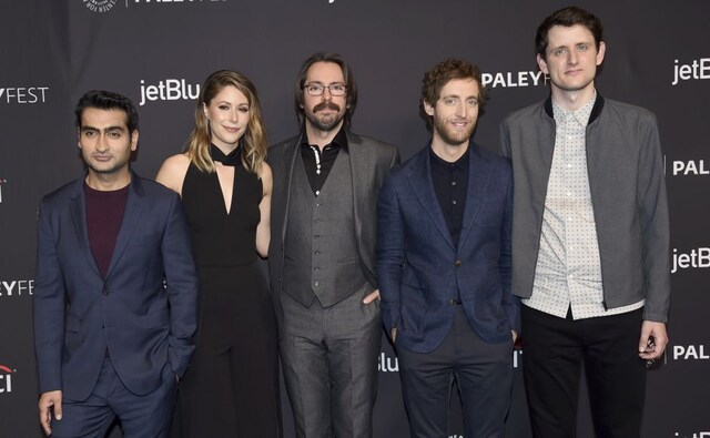 (From L-R) Kumail Nanjiani, Amanda Crew, Martin Starr, Thomas Middleditch and Zach Woods arrive at a screening for Silicon Valley in Los Angeles. Richard Shotwell/Invision/AP (From L-R) Kumail Nanjiani, Amanda Crew, Martin Starr, Thomas Middleditch and Zach Woods arrive at a screening for Silicon Valley in Los Angeles. Richard Shotwell/Invision/AP