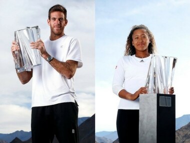 Juan Martin Del Potro and Naomi Osaka's title wins propeled them up the rankings. Image courtesy: Twitter @BNPPARIBASOPEN