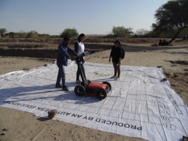 Researchers collecting data at Dholavira site. ISW
