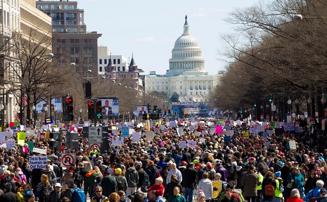 The main stage for the event in Washington was set up near the US Capitol and lawmakers were the target audience as speakers delivered warnings that the time has come for stricter gun laws. Large crowds also turned out for demonstrations in Atlanta, Boston, Chicago and other cities. AP The main stage for the event in Washington was set up near the US Capitol and lawmakers were the target audience as speakers delivered warnings that the time has come for stricter gun laws. Large crowds also turned out for demonstrations in Atlanta, Boston, Chicago and other cities. AP
