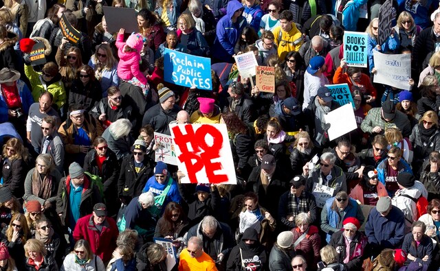 Organisers of the rallies want Congress to ban the sale of assault weapons like the one used in the Florida rampage and to tighten background checks for gun buyers. AP Organisers of the rallies want Congress to ban the sale of assault weapons like the one used in the Florida rampage and to tighten background checks for gun buyers. AP