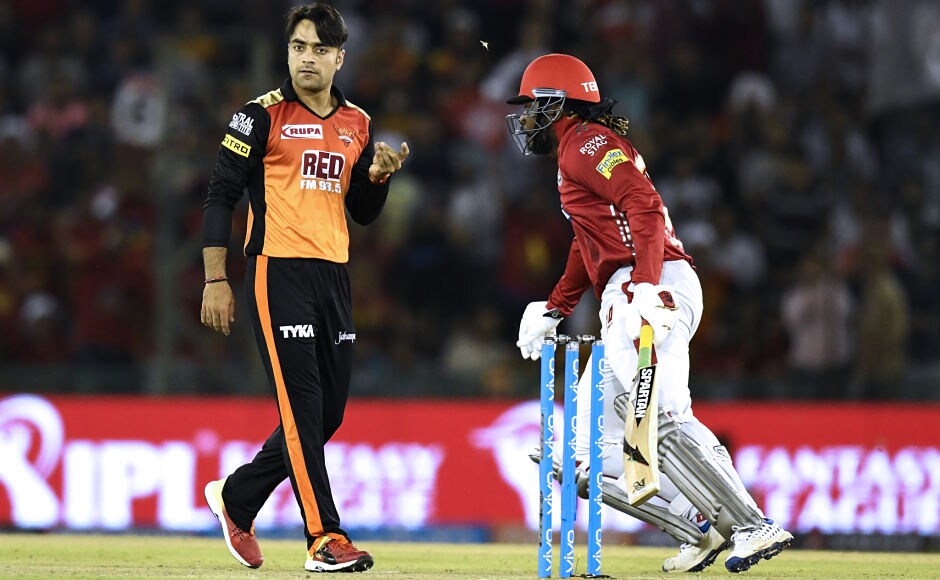 Rashid Khan was hit for four back to back sixes by Chris Gayle. He ended up with the figures of 55 for 1 in his quota of four overs, becoming the costliest bowler for Hyderabad. Clearly, he did not have a great day at office. Sportzpics Rashid Khan was hit for four back to back sixes by Chris Gayle. He ended up with the figures of 55 for 1 in his quota of four overs, becoming the costliest bowler for Hyderabad. Clearly, he did not have a great day at office. Sportzpics