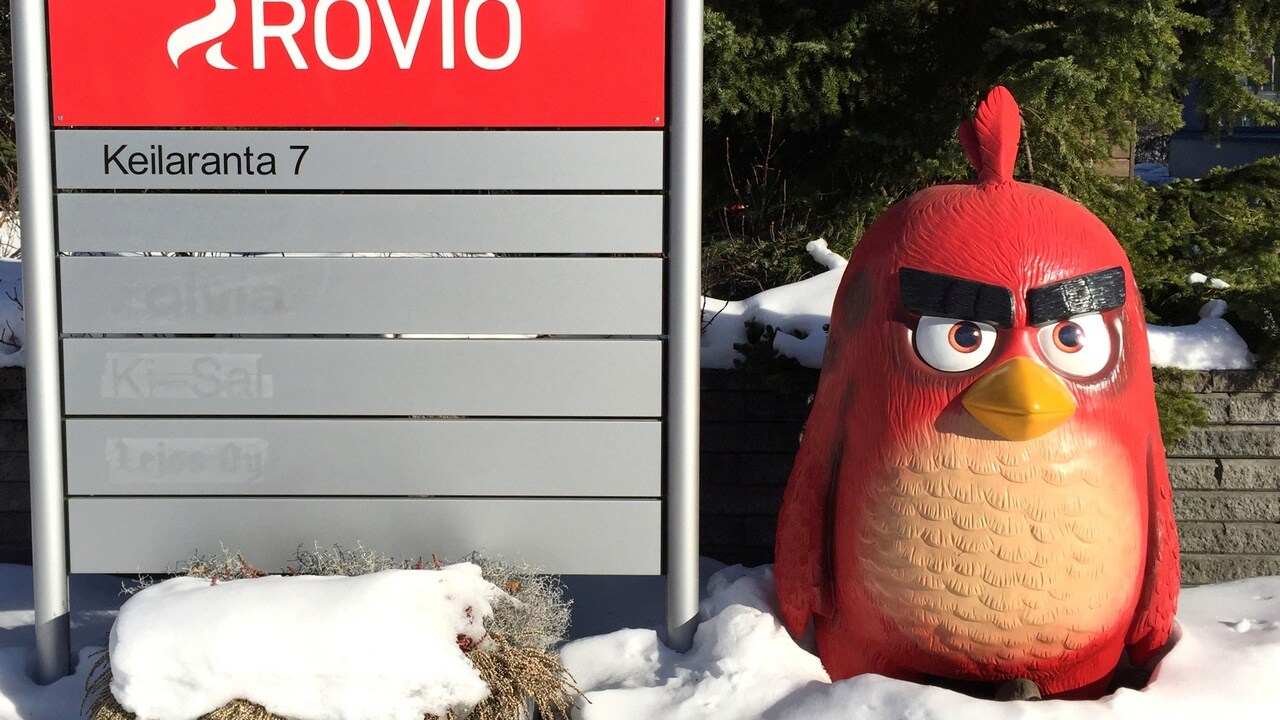 A Rovio sign and a figure of an Angry Birds character are seen in front of Rovio's headquarters in Espoo, Finland March 2, 2018. REUTERS/Jussi Rosendahl - RC1254F74030