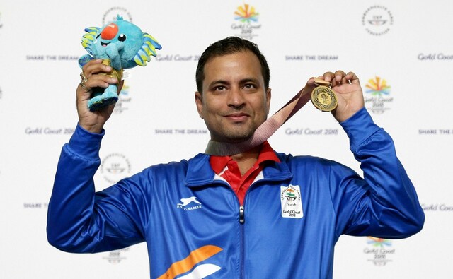 Sanjeev Rajput of India celebrates winning the gold medal at the men's 50m Rifle 3P final at the Belmont Shooting Centre during the 2018 Commonwealth Games. PTI Sanjeev Rajput of India celebrates winning the gold medal at the men's 50m Rifle 3P final at the Belmont Shooting Centre during the 2018 Commonwealth Games. PTI