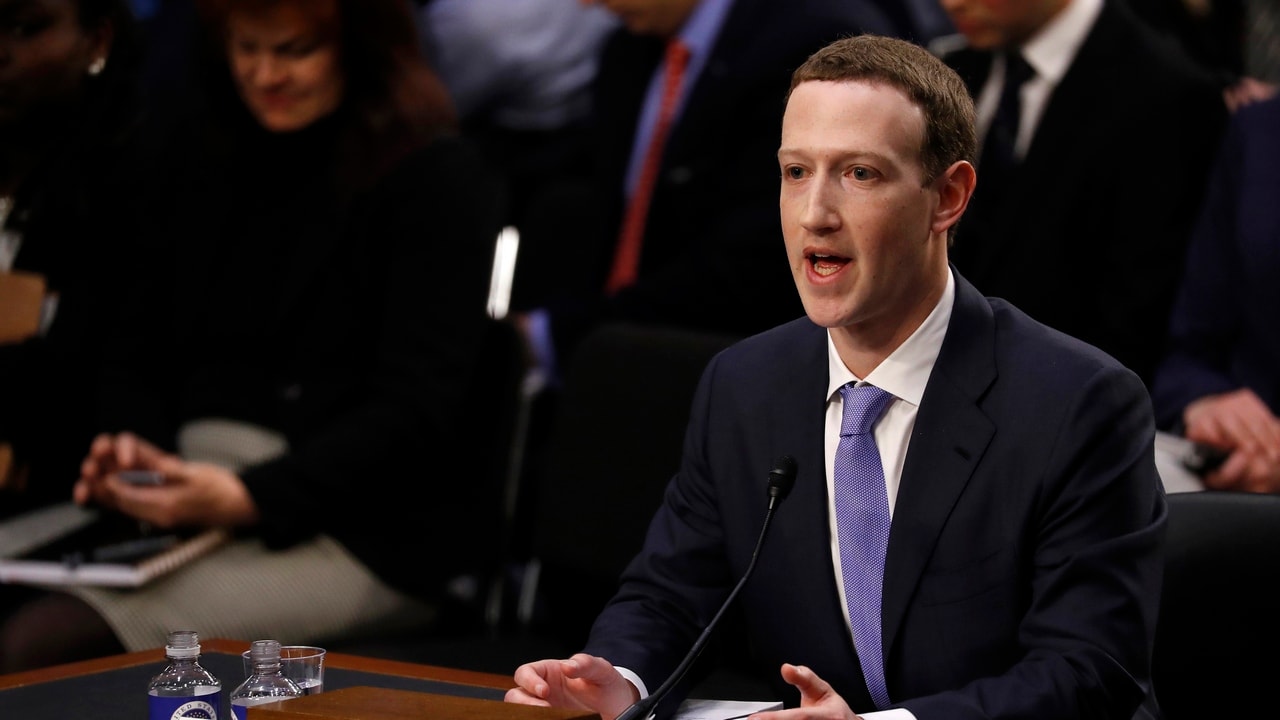 Facebook CEO Mark Zuckerberg testifies before a joint Senate Judiciary and Commerce Committees hearing regarding the companys use and protection of user data, on Capitol Hill in Washington, U.S., April 10, 2018. - HP1EE4A1JLL6O