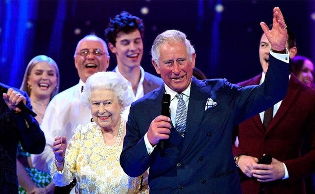 Queen Elizabeth II, with her eldest son Prince Charles at her side, waved to the crowd as they celebrated her 92nd birthday in song. Charles got an enthusiastic response when he introduced her as: 'Your majesty, mummy'. AP Queen Elizabeth II, with her eldest son Prince Charles at her side, waved to the crowd as they celebrated her 92nd birthday in song. Charles got an enthusiastic response when he introduced her as: 'Your majesty, mummy'. AP