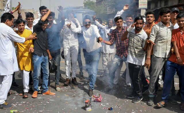 Members of the Bishnoi community, primary complainants in the case, celebrate after Bollywood actor Salman Khan was convicted in the blackbuck poaching case, in Jodhpur on Thursday. The Bishnoi Mahasabha has decided to appeal against the acquittal of other actors in the case. PTI Members of the Bishnoi community, primary complainants in the case, celebrate after Bollywood actor Salman Khan was convicted in the blackbuck poaching case, in Jodhpur on Thursday. The Bishnoi Mahasabha has decided to appeal against the acquittal of other actors in the case. PTI