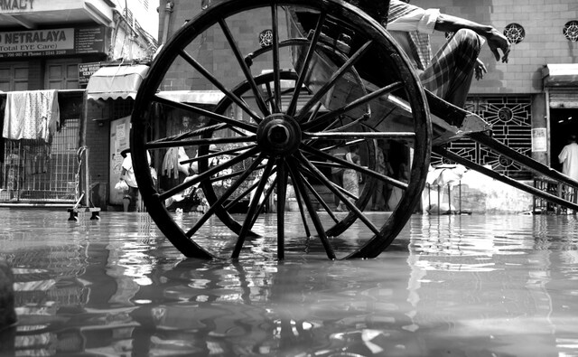 Hand-pulled rickshaws have been plying the streets of the City of Joy since the end of the 19th century. Photo by Satwik Paul. Hand-pulled rickshaws have been plying the streets of the City of Joy since the end of the 19th century. Photo by Satwik Paul.