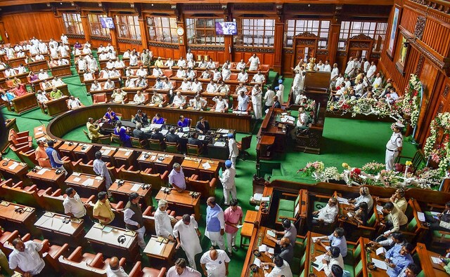 Before staging a walkout, BJP's BS Yeddyurappa launched a stinging attack on Kumaraswamy, saying the chief minister was known for his acts of "betrayal". PTI Before staging a walkout, BJP's BS Yeddyurappa launched a stinging attack on Kumaraswamy, saying the chief minister was known for his acts of "betrayal". PTI