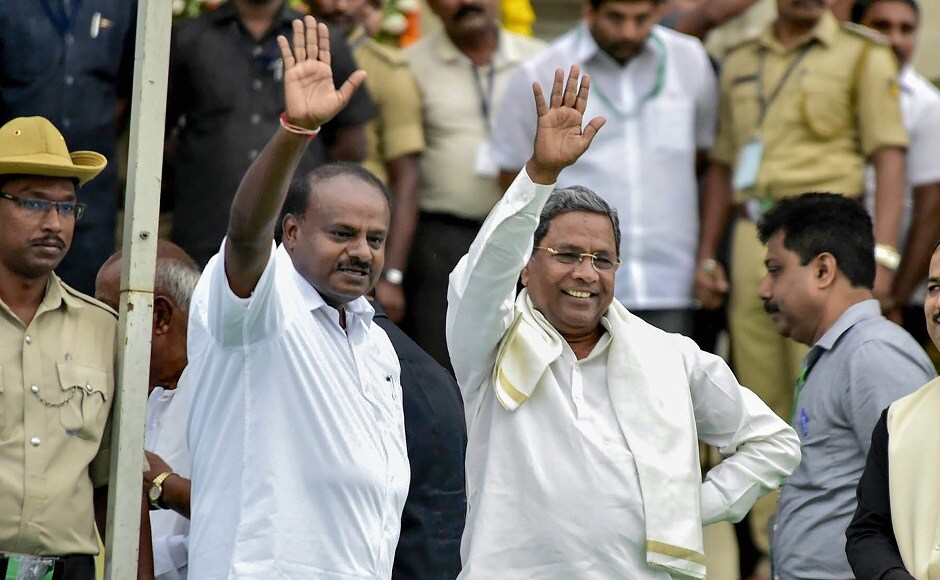 As Congress extended party support to JD(S) to form government in Karnataka, former chief minister Siddaramaiah attended the swearing-in ceremony to support Kumaraswamy. PTI As Congress extended party support to JD(S) to form government in Karnataka, former chief minister Siddaramaiah attended the swearing-in ceremony to support Kumaraswamy. PTI