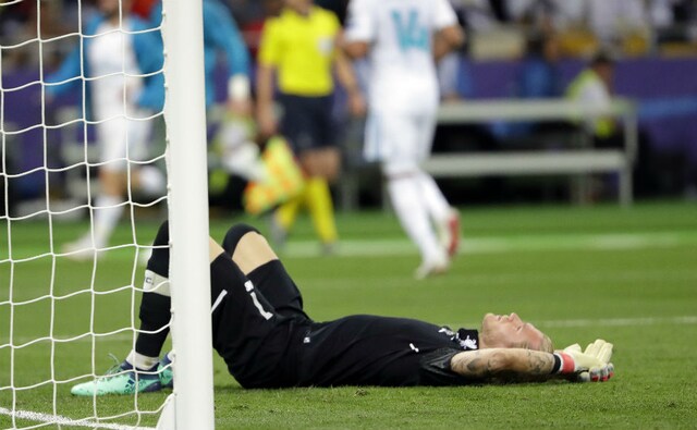 Liverpool goalkeeper Loris Karius reacts after Real Madrid's Gareth Bale scored a stunning bicycle kick. AP Liverpool goalkeeper Loris Karius reacts after Real Madrid's Gareth Bale scored a stunning bicycle kick. AP