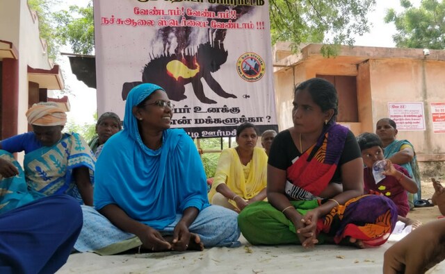 On Monday, Tamil Nadu chief minister K Palaniswamy announced that the government had ordered the permanent closure of the Sterlite plant at Thoothukudi (also known as Tuticorin). Sumathi, a protester (L), doesn't seem entirely convinced by the government order. Image courtesy: Greeshma Rai On Monday, Tamil Nadu chief minister K Palaniswamy announced that the government had ordered the permanent closure of the Sterlite plant at Thoothukudi (also known as Tuticorin). Sumathi, a protester (L), doesn't seem entirely convinced by the government order. Image courtesy: Greeshma Rai