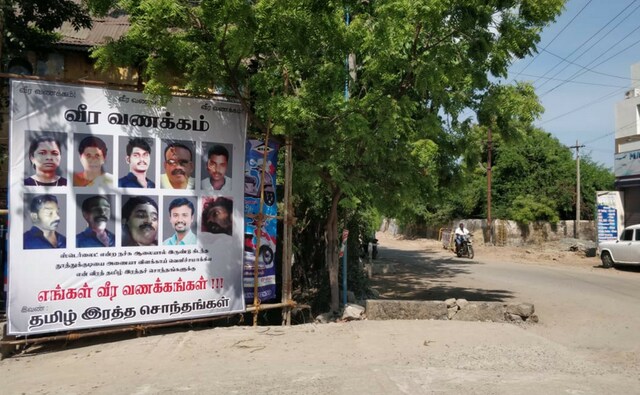 The posters show all those who were killed in Tuticorin clash. Image courtesy: Greeshma Rai The posters show all those who were killed in Tuticorin clash. Image courtesy: Greeshma Rai