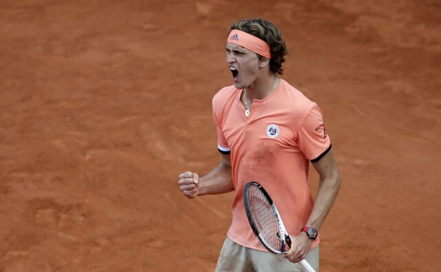 Germany's Alexander Zverev celebrates a winning point as he plays Serbia's Dusan Lajovic during their second-round match. AP Germany's Alexander Zverev celebrates a winning point as he plays Serbia's Dusan Lajovic during their second-round match. AP