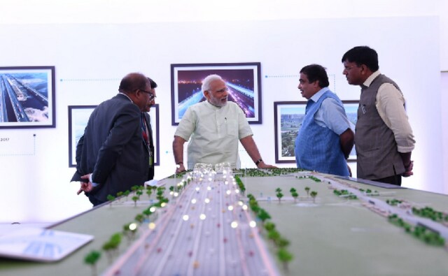 Modi, along with Transport and Highway Minister Nitin Gadkari, visited an exhibition to review progress of Delhi-Meerut Expressway. Twitter@PIB Modi, along with Transport and Highway Minister Nitin Gadkari, visited an exhibition to review progress of Delhi-Meerut Expressway. Twitter@PIB
