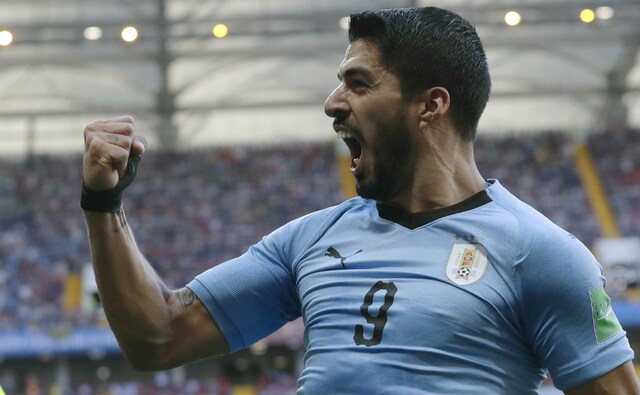 Uruguay star Luis Suarez celebrates after scoring against Saudi Arabia in the 23rd minute of the game. AP Uruguay star Luis Suarez celebrates after scoring against Saudi Arabia in the 23rd minute of the game. AP
