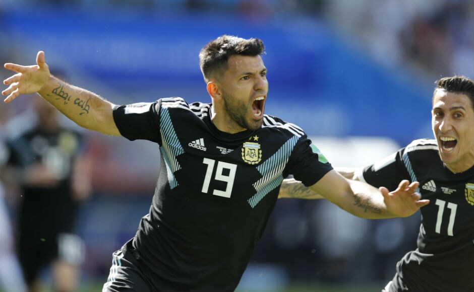 Sergio Aguero celebrates after putting Argentina into the lead against Iceland. AP Sergio Aguero celebrates after putting Argentina into the lead against Iceland. AP