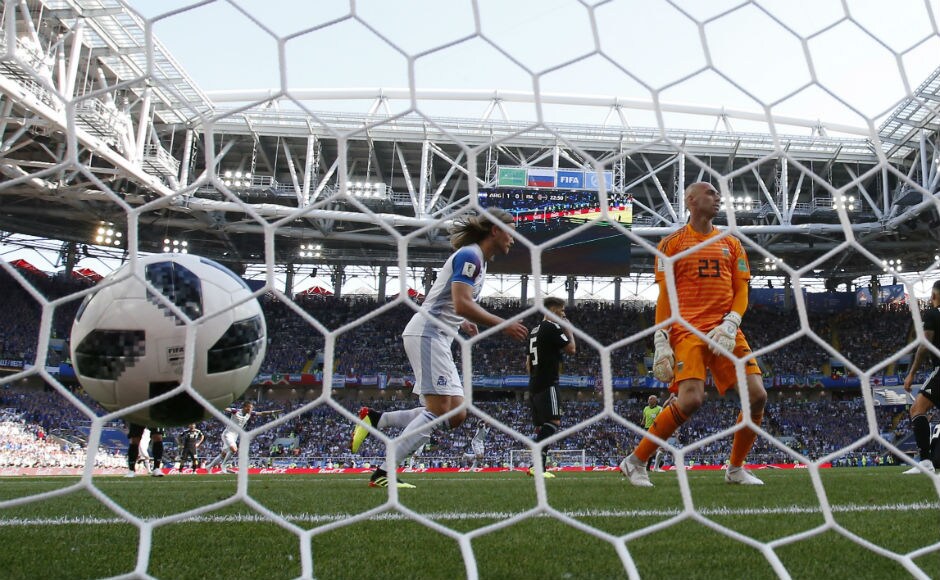 Argentina goalkeeper Wilfredo Caballero reacts after Iceland's Alfred Finnbogason scores the equaliser. AP Argentina goalkeeper Wilfredo Caballero reacts after Iceland's Alfred Finnbogason scores the equaliser. AP