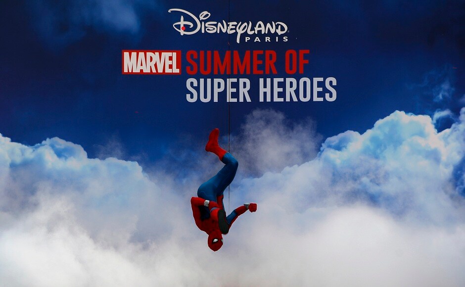 Spider-Man character performs during the opening show at Disneyland Paris at the launch of the first Avengers-themed season at Disneyland Paris. AP Photo/Francois Mori Spider-Man character performs during the opening show at Disneyland Paris at the launch of the first Avengers-themed season at Disneyland Paris. AP Photo/Francois Mori