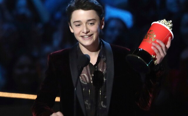 Noah Schnapp accepts the most frightened performance award for Stranger Things at the MTV Movie and TV Awards. AP/ Matt Sayles Noah Schnapp accepts the most frightened performance award for Stranger Things at the MTV Movie and TV Awards. AP/ Matt Sayles