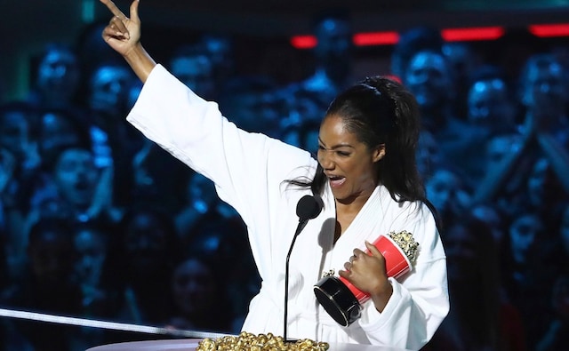 Tiffany Haddish accepts the best comedic performance award for Girls Trip at the MTV Movie and TV Awards. AP/ Matt Sayles Tiffany Haddish accepts the best comedic performance award for Girls Trip at the MTV Movie and TV Awards. AP/ Matt Sayles