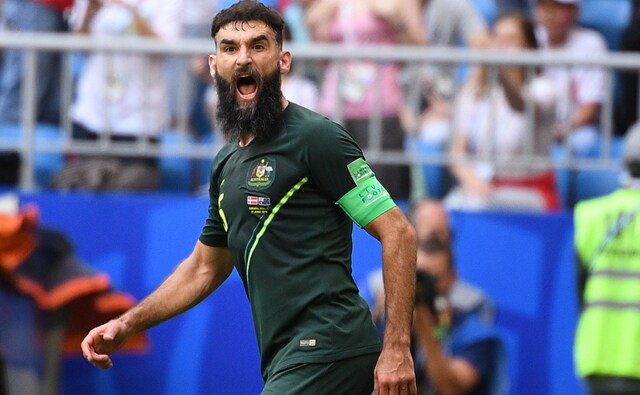 Captain Mile Jedinak celebrates scoring from the penalty spot for Australia's equaliser, bringing the score up to 1-1. AFP Captain Mile Jedinak celebrates scoring from the penalty spot for Australia's equaliser, bringing the score up to 1-1. AFP