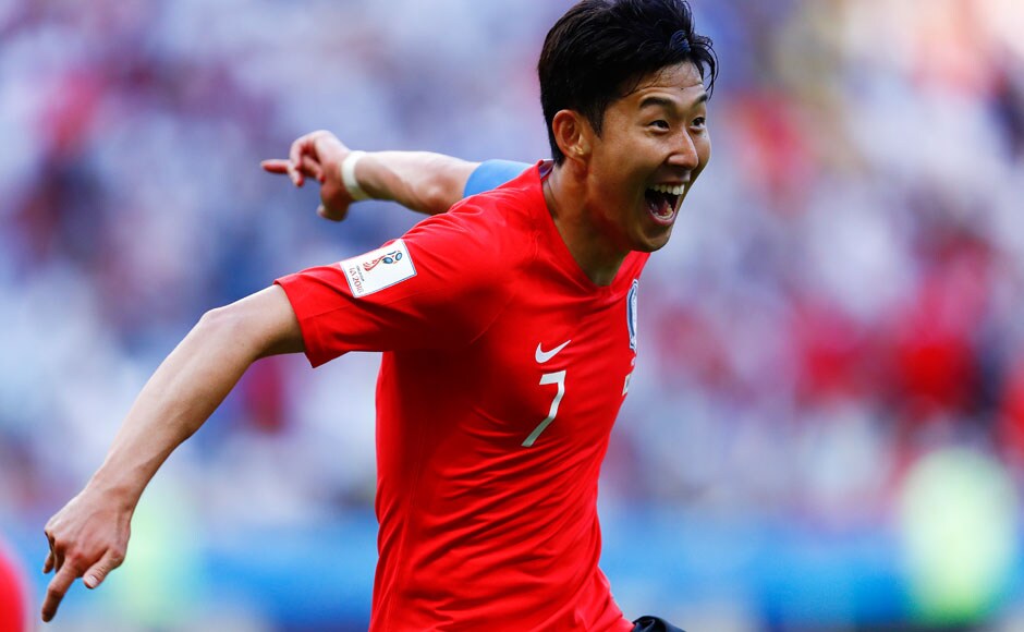 Son Heung-min and Kim Young-gwon scored in added time at the end of the second half to eliminate Germany from the competition. AFP Son Heung-min and Kim Young-gwon scored in added time at the end of the second half to eliminate Germany from the competition. AFP