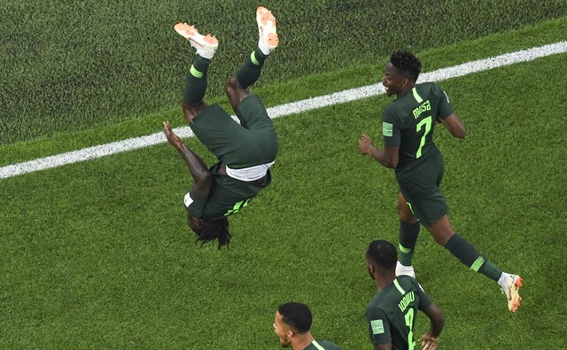 Victor Moses scored a penalty to equalise, but Nigeria were unable to hang on in the face of a relentless Argentina team. A draw would have seen the Super Eagles go through, but Argentina scored via Marcos Rojo in the 86th minute to qualify. AFP Victor Moses scored a penalty to equalise, but Nigeria were unable to hang on in the face of a relentless Argentina team. A draw would have seen the Super Eagles go through, but Argentina scored via Marcos Rojo in the 86th minute to qualify. AFP