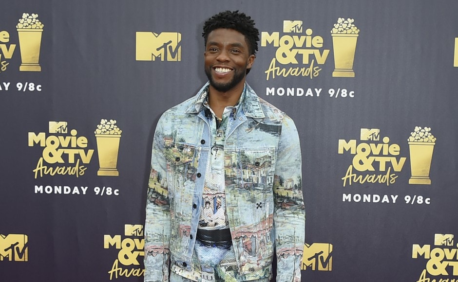 Chadwick Boseman, actor of Black Panther, at the MTV Movie and TV Awards 2018. AP/Jordan Strauss Chadwick Boseman, actor of Black Panther, at the MTV Movie and TV Awards 2018. AP/Jordan Strauss
