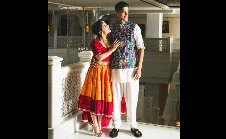Shweta Tripathi with Chaitanya Sharma. Image via Twitter Shweta Tripathi with Chaitanya Sharma. Image via Twitter