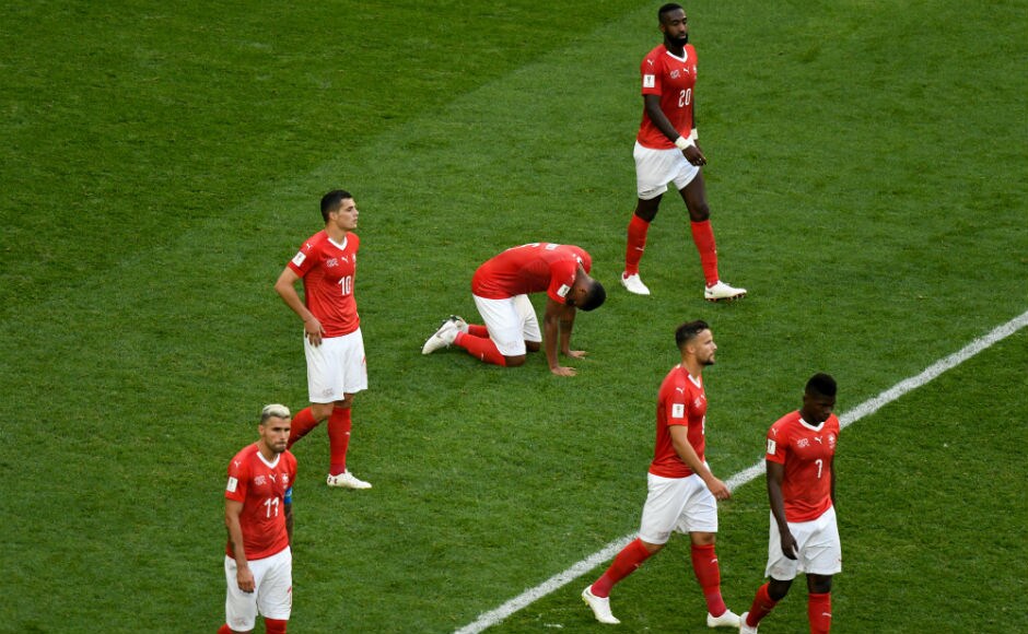Switzerland's players look dejected at the end of the 90 minutes against Sweden. AFP Switzerland's players look dejected at the end of the 90 minutes against Sweden. AFP