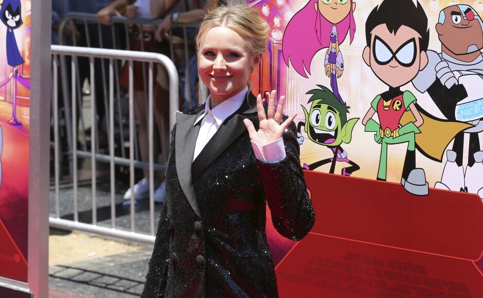 Kristen Bell arrives at the premiere of Teen Titans Go! To the Movies at the TCL Chinese Theatre in Los Angeles. Photo by Willy Sanjuan/Invision/AP Kristen Bell arrives at the premiere of Teen Titans Go! To the Movies at the TCL Chinese Theatre in Los Angeles. Photo by Willy Sanjuan/Invision/AP