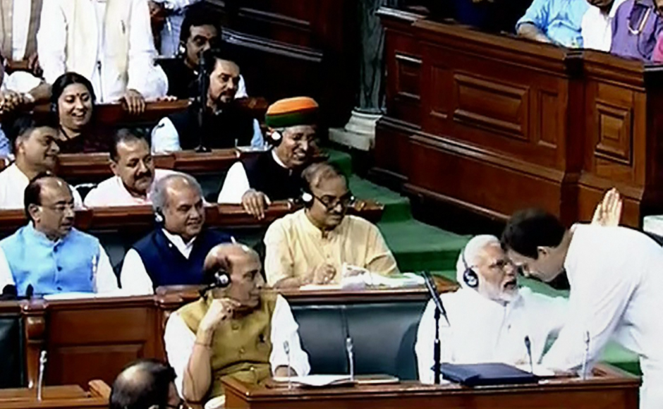 "You have made me understand the meaning of being a Hindu. I am 'Pappu' for you, but I have no hatred against you," said Gandhi. After the speech Rahul walked to Modi and hugged him. PTI "You have made me understand the meaning of being a Hindu. I am 'Pappu' for you, but I have no hatred against you," said Gandhi. After the speech Rahul walked to Modi and hugged him. PTI