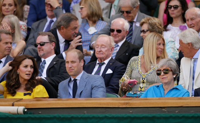 The Wimbledon audience also featured several familiar faces, with the Duke and Duchess of Cambridge, as well as the British Prime Minister Theresa May in attendance. AP The Wimbledon audience also featured several familiar faces, with the Duke and Duchess of Cambridge, as well as the British Prime Minister Theresa May in attendance. AP