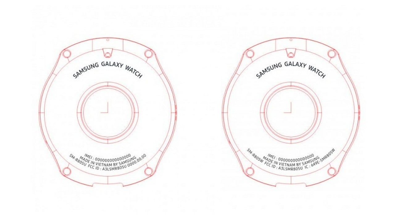 Diagram of the two Samsung Galaxy smartwatches in the FCC document. Image: GSMArena