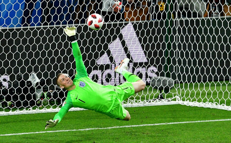 England's goalkeeper Jordan Pickford saves a penalty kicked by Colombia's forward Carlos Bacca during the penalty shootout. AFP England's goalkeeper Jordan Pickford saves a penalty kicked by Colombia's forward Carlos Bacca during the penalty shootout. AFP
