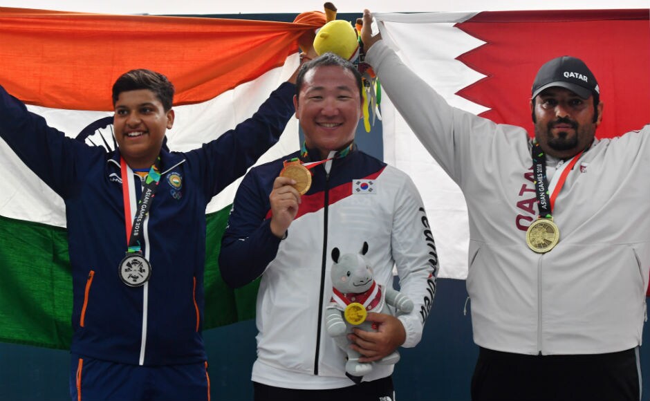 Shardul Vihan poses with his silver medal in the men's double trap event. AFP Shardul Vihan poses with his silver medal in the men's double trap event. AFP