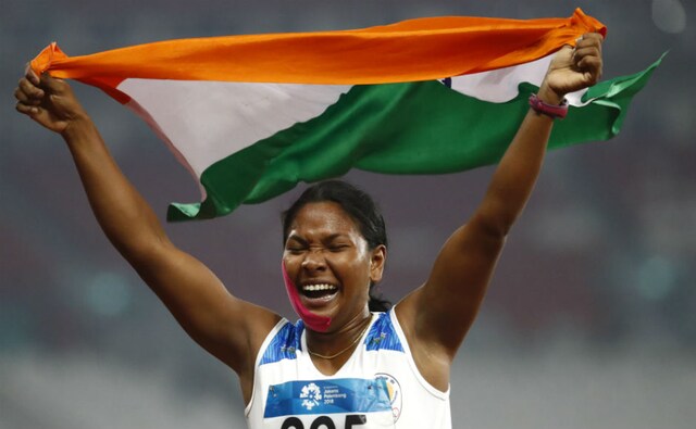 Another good for India in terms of medals in athletics. Highlight being Swapna Barman claiming gold medal in women's heptathlon. India now have 11 gold medals. equalling the 2014 Games tally. AP Another good for India in terms of medals in athletics. Highlight being Swapna Barman claiming gold medal in women's heptathlon. India now have 11 gold medals. equalling the 2014 Games tally. AP