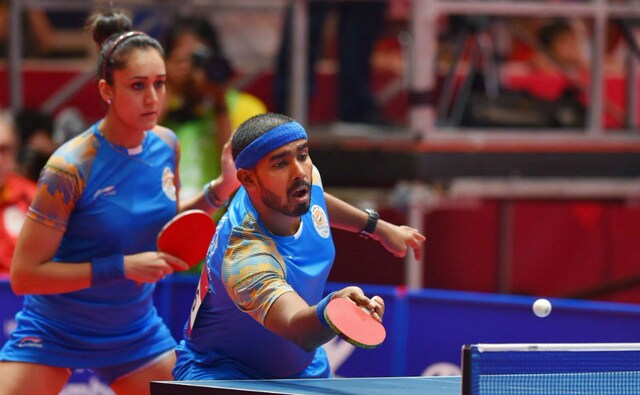 India's mixed doubles pair of Sharath Kamal and Manika Batra also won a bronze medal on Wednesday. They beat North Korea in the quarter-final but lost to China in the semis. Image Courtesy: @Ra_THORe India's mixed doubles pair of Sharath Kamal and Manika Batra also won a bronze medal on Wednesday. They beat North Korea in the quarter-final but lost to China in the semis. Image Courtesy: @Ra_THORe