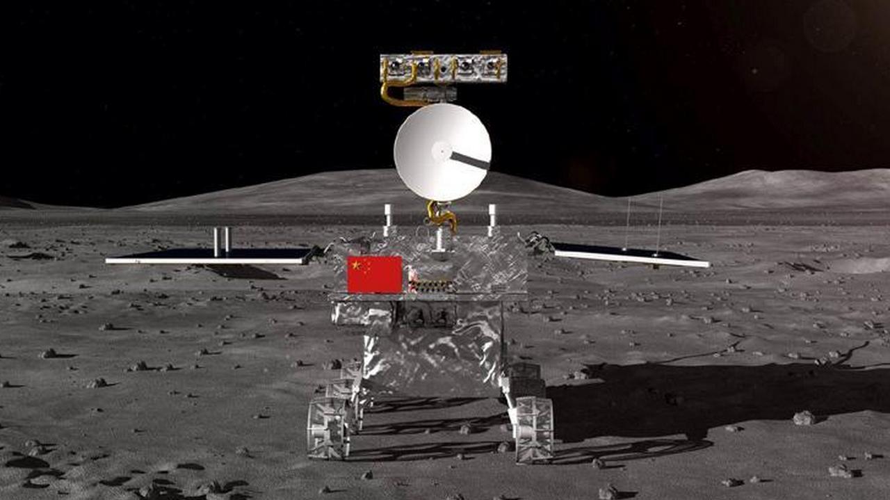 n artistic rendering of the Chang'e-4 lander on the moon. Image: China News Service