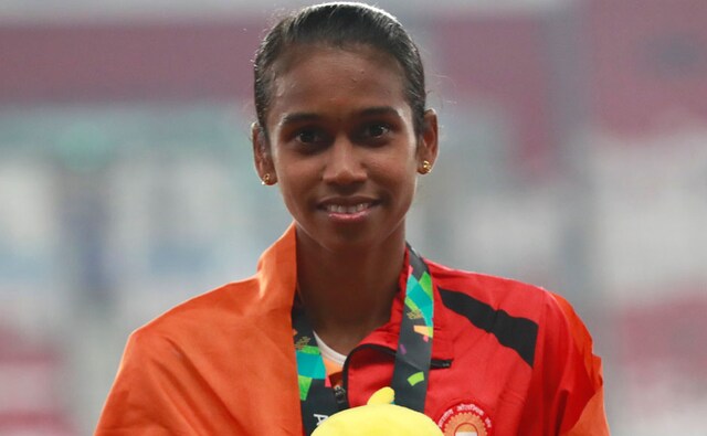 Chitra Unnikrishnan won her first-ever medal, a bronze, at the Asian Games after clocking a time of 4:12.56 minutes in the women's 1500 metres event.. AP Chitra Unnikrishnan won her first-ever medal, a bronze, at the Asian Games after clocking a time of 4:12.56 minutes in the women's 1500 metres event.. AP
