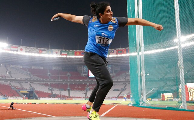 Seema Punia cleared a best distance of 62.26m in the women's discus throw event and won a bronze medal for her performance. AP Seema Punia cleared a best distance of 62.26m in the women's discus throw event and won a bronze medal for her performance. AP