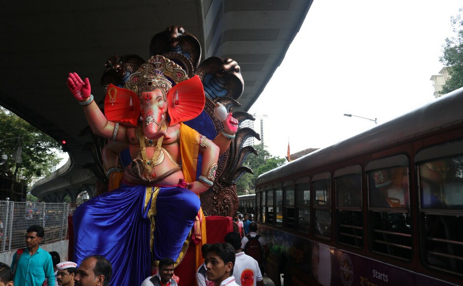 As locals joined in the celebrations on Sunday, commuters witnessed traffic jams at various locations in Mumbai. Sachin Gokhale/Firstpost As locals joined in the celebrations on Sunday, commuters witnessed traffic jams at various locations in Mumbai. Sachin Gokhale/Firstpost