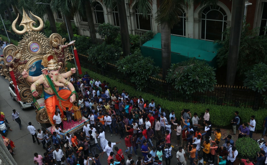 Hundreds thronged the streets to participate in the processions near Lalbaug in Dadar. Sachin Gokhale/Firstpost Hundreds thronged the streets to participate in the processions near Lalbaug in Dadar. Sachin Gokhale/Firstpost