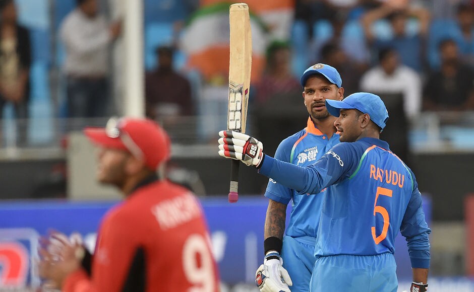 Along with Dhawan, Ambati Rayudu (R) brought up his half-century in India's first match of the tournament. AFP Along with Dhawan, Ambati Rayudu (R) brought up his half-century in India's first match of the tournament. AFP