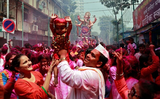 People of all ages celebrate Ganesh Chaturthi from day one till they bid adieu to the Hindu god. Immersion ceremonies involve great celebrations, singing and dancing. Reuters People of all ages celebrate Ganesh Chaturthi from day one till they bid adieu to the Hindu god. Immersion ceremonies involve great celebrations, singing and dancing. Reuters