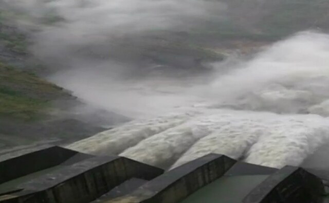 The gates of Chamera dam in Dalhousie, Chamba district, were opened on Monday to release excess water following heavy and incessant rainfall in the region. ANI/Twitter The gates of Chamera dam in Dalhousie, Chamba district, were opened on Monday to release excess water following heavy and incessant rainfall in the region. ANI/Twitter